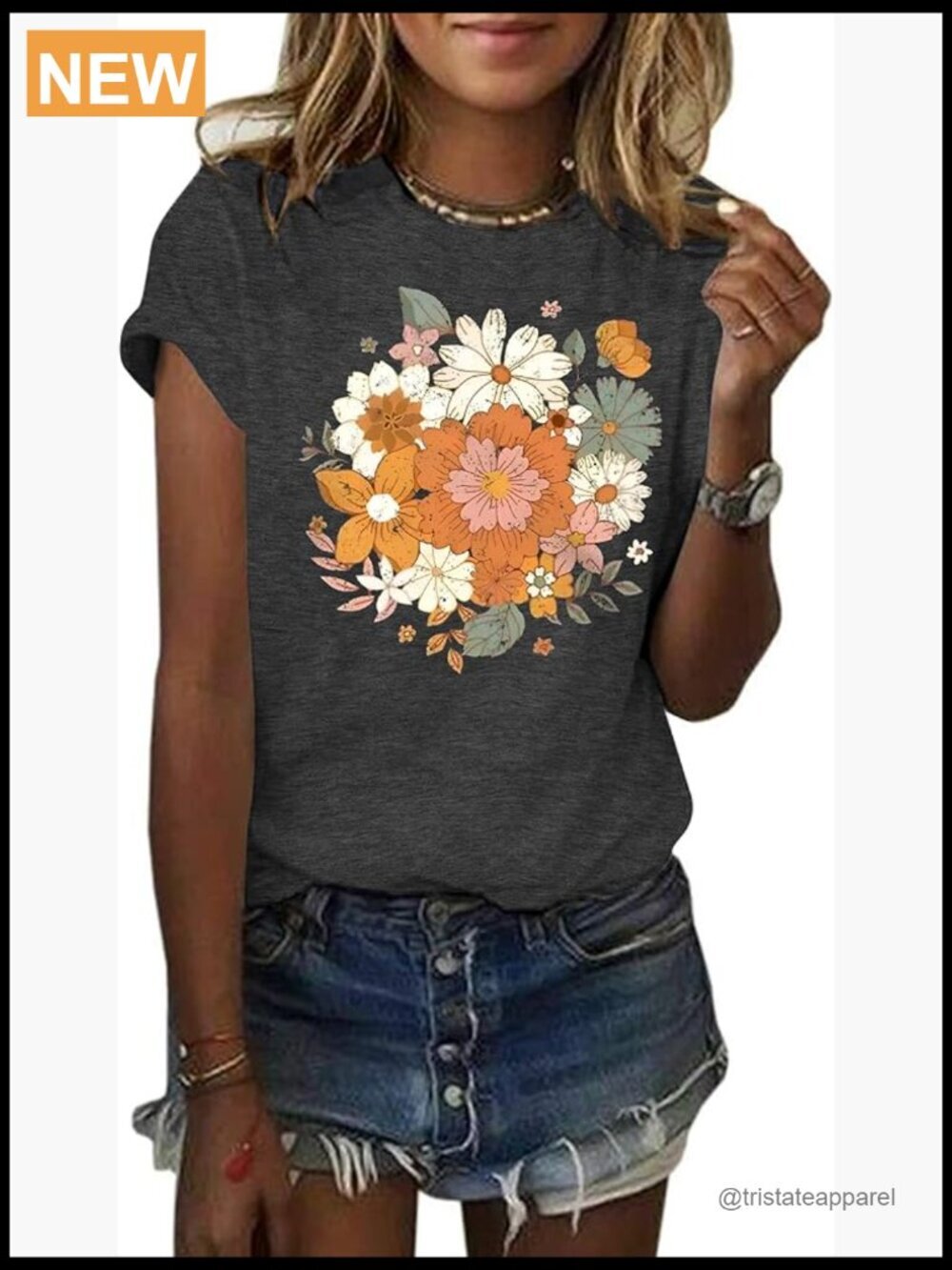 Women's Loose Graphic Short Sleeve Crew Neck Cotton Tee